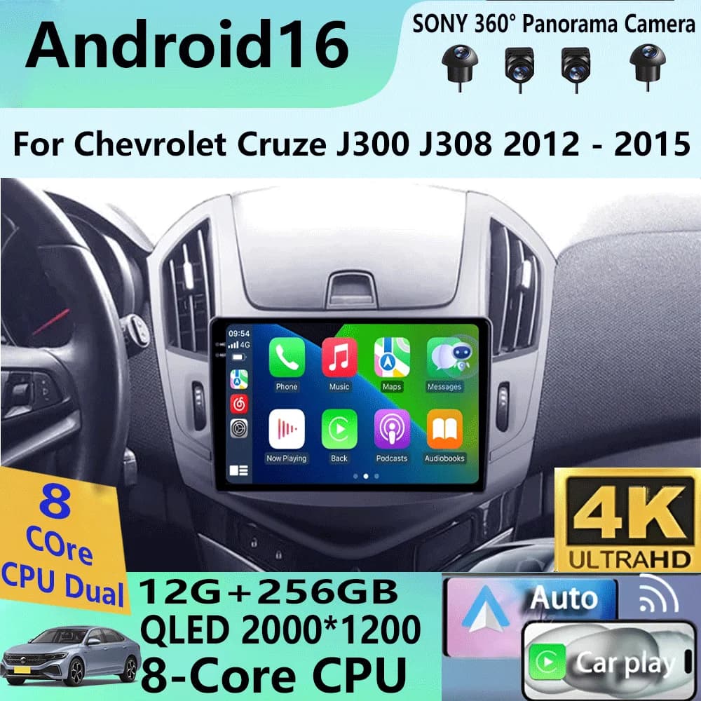 Android 16 per Chevrolet Cruze J300 J308 2012 - 2015 Lettore Multimediale Video Navigazione Stereo GPS No 2din 2 din dvd
