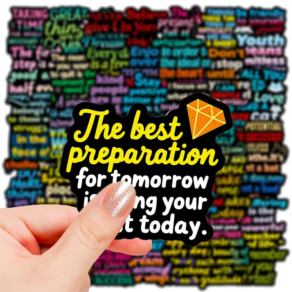 10/30/56pcs Neon Light Motivational Phrases Graffiti Stickers Waterproof DIY Notebook Guitar Bike Funny Decoration Sticker Pack