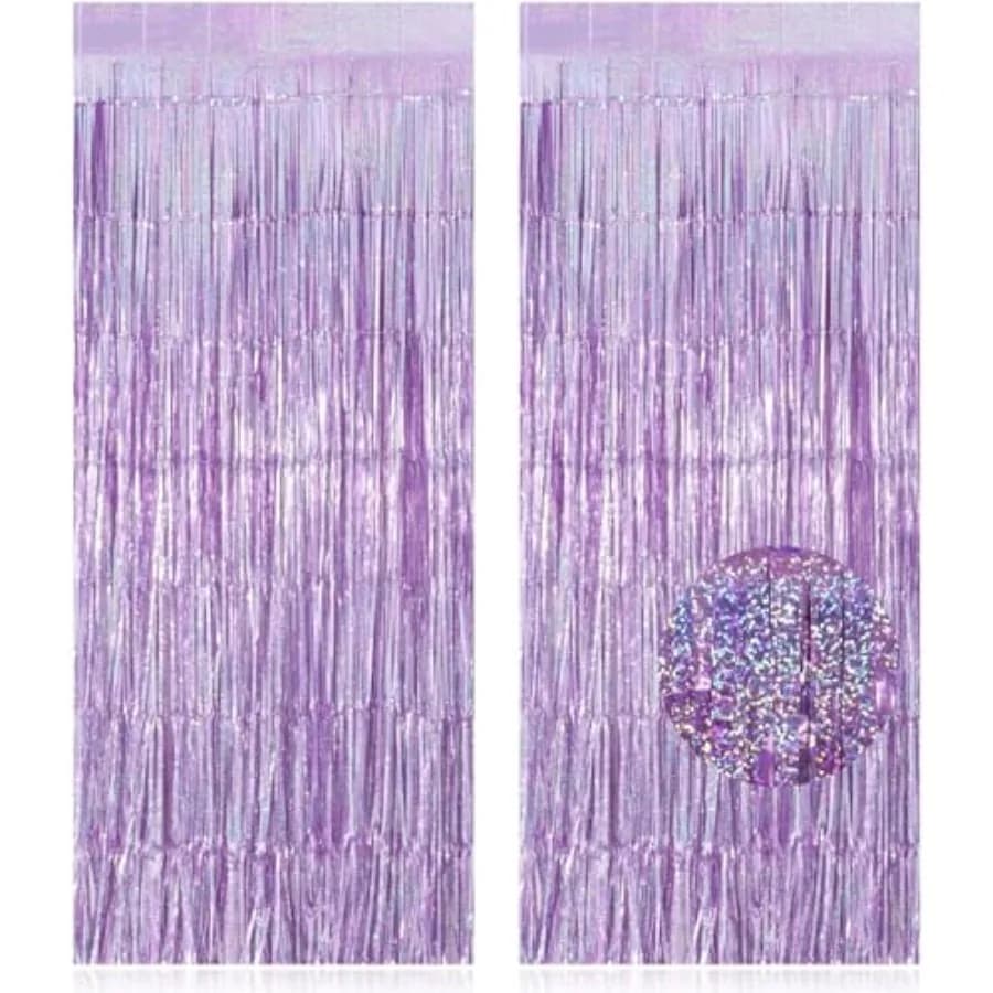 2 Pack Fringe Curtains Backdrops, Foil Fringe Curtains, Door Streamers for Birthday Wedding Bridal Shower Holiday Graduation Pa
