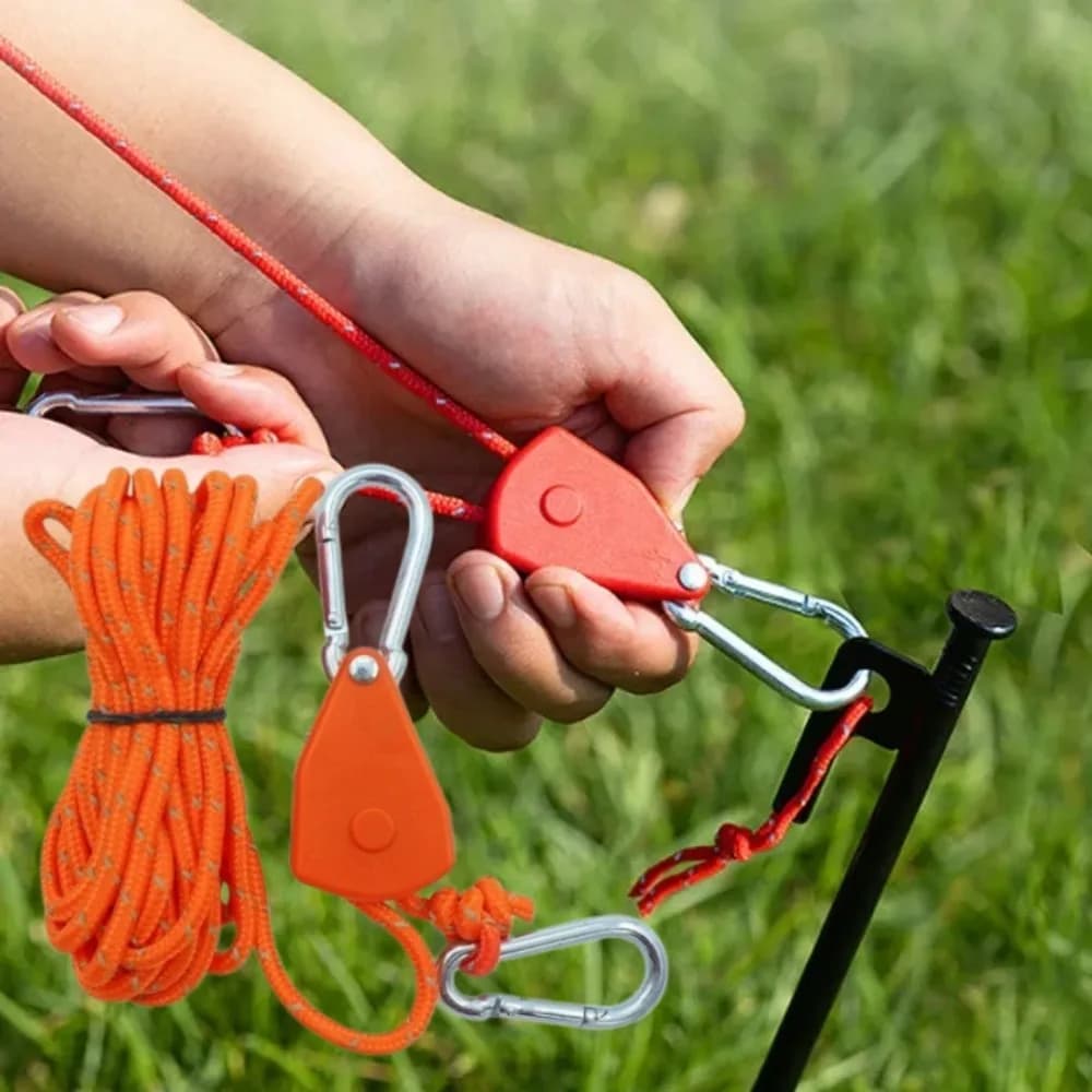 Corda in nylon riflettente da 4 m con tenditore a cricchetto e fibbia di fissaggio per tendalino antivento, accessori per esterni