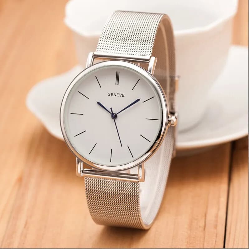 New Famous Silver Casual Geneva Women's Quartz Watch Wire Mesh Elegant Stainless Steel Watches For Gift Relogio Female Warm Watch