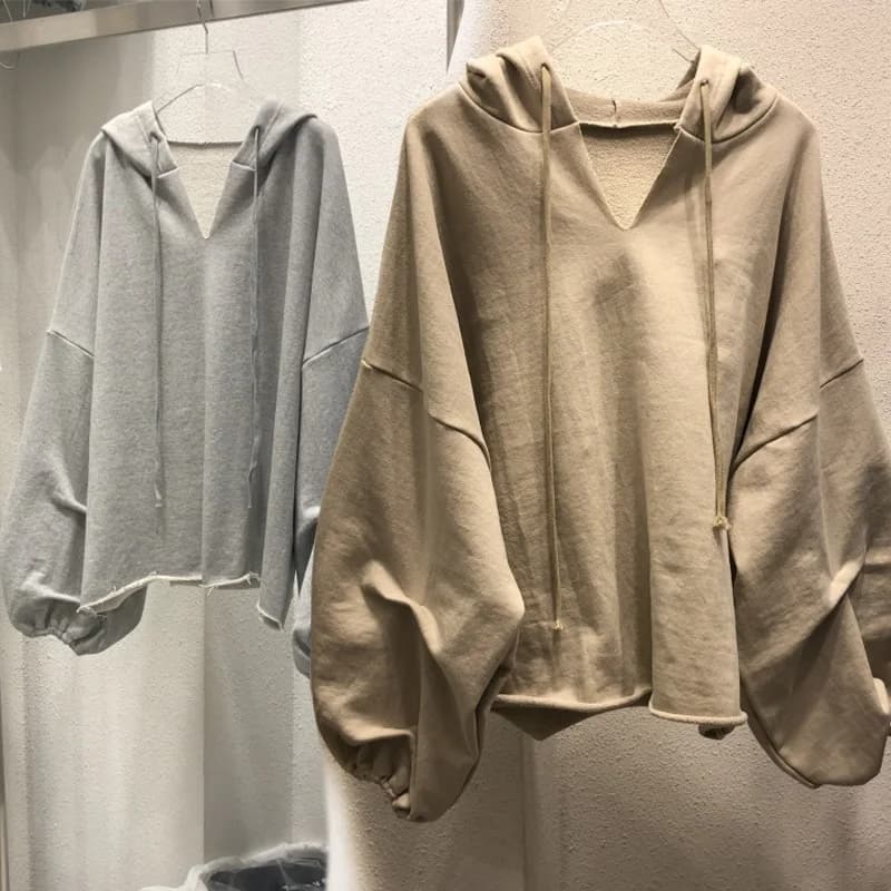 Women's Loose Fit Hoodie Vintage Thin Cotton Long Sleeve Street Style Sweatshirt Autumn Winter Fashion Casual Wear
