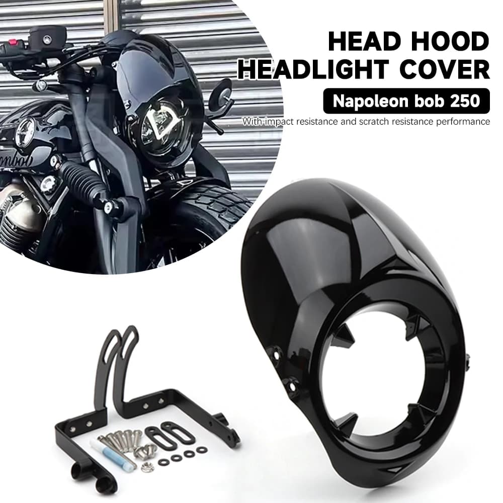 For Benda NAPOLEON BOB 250 Motorcycle Bright black matte black green ABS Front Headlight Fairing Cover Mask Fit
