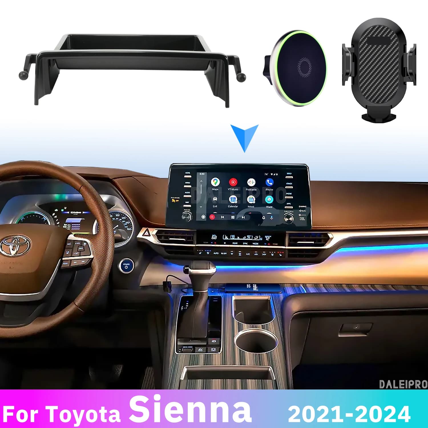 Per Toyota Sienna 2021 2022-2024 Doppi supporti per telefono Base scatola di immagazzinaggio multifunzionale schermo per auto accessori organizzatore fisso