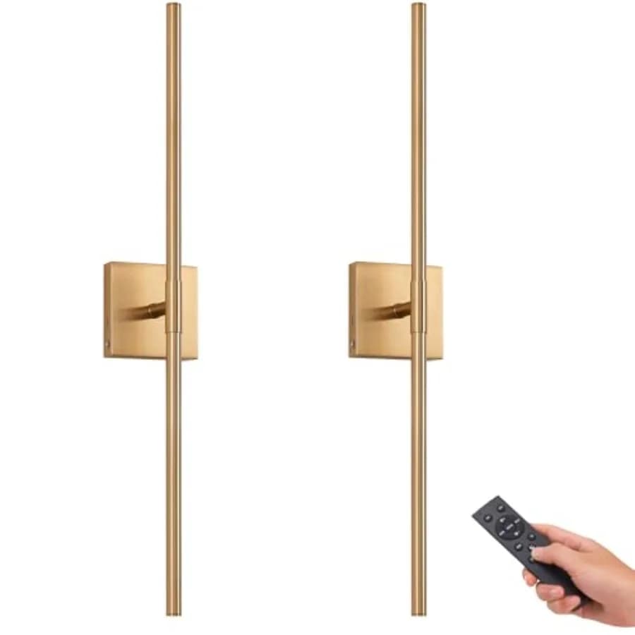 Set di 2 Applique da Parete a Batteria, Lampade LED Ricaricabili Wireless con Telecomando, 3 Colori, Dimmerabili a Regolazione Continua, Rotazione a 360° ° R