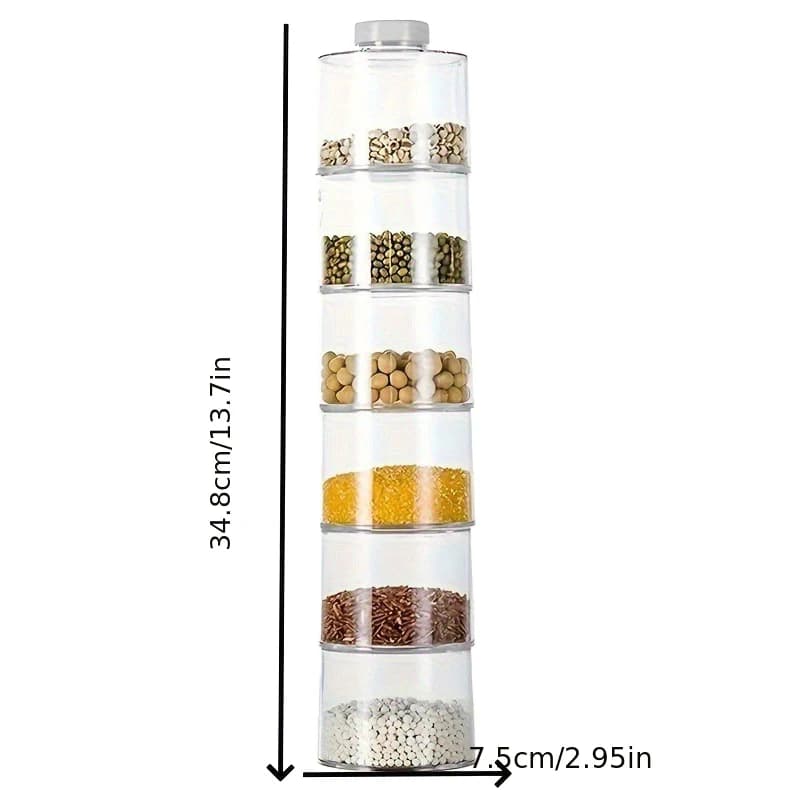 Set da 6 Barattoli Trasparenti per Spezie, Contenitori per Condimenti da Cucina, Porta Spezie a Torre, Scatola per Pepe, Utensili per Erbe e Spezie