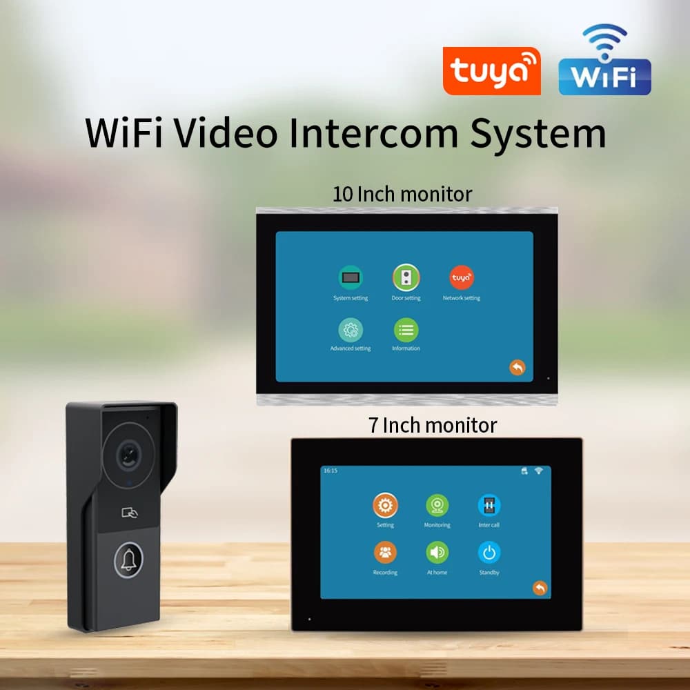 Tuya Smart WiFi Videocitofono Sistema 1080P 7 pollici con monitor di controllo accessi per villa Appartamento Porta per visione notturna IR
