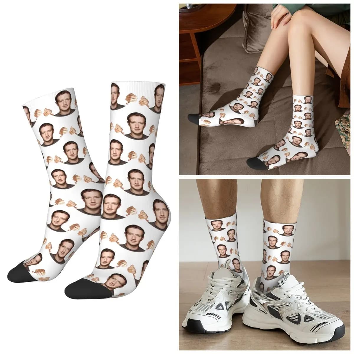 All Seasons Mark Zuckerberg Is Watching. V1 Socks Harajuku Crew Socks Hip Hop Stockings for Men Women Gifts