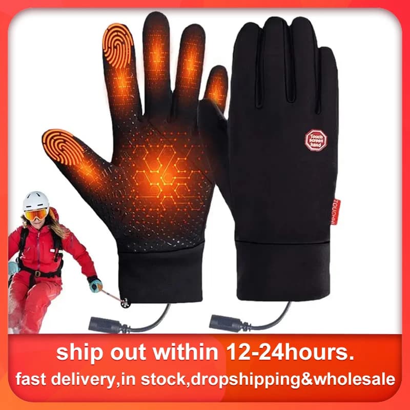 M-XL Electric Heating Gloves USB Heating Gloves Touch Screen Heaters Unisex Thermal Gloves for Outdoor Fishing Moto Cycling