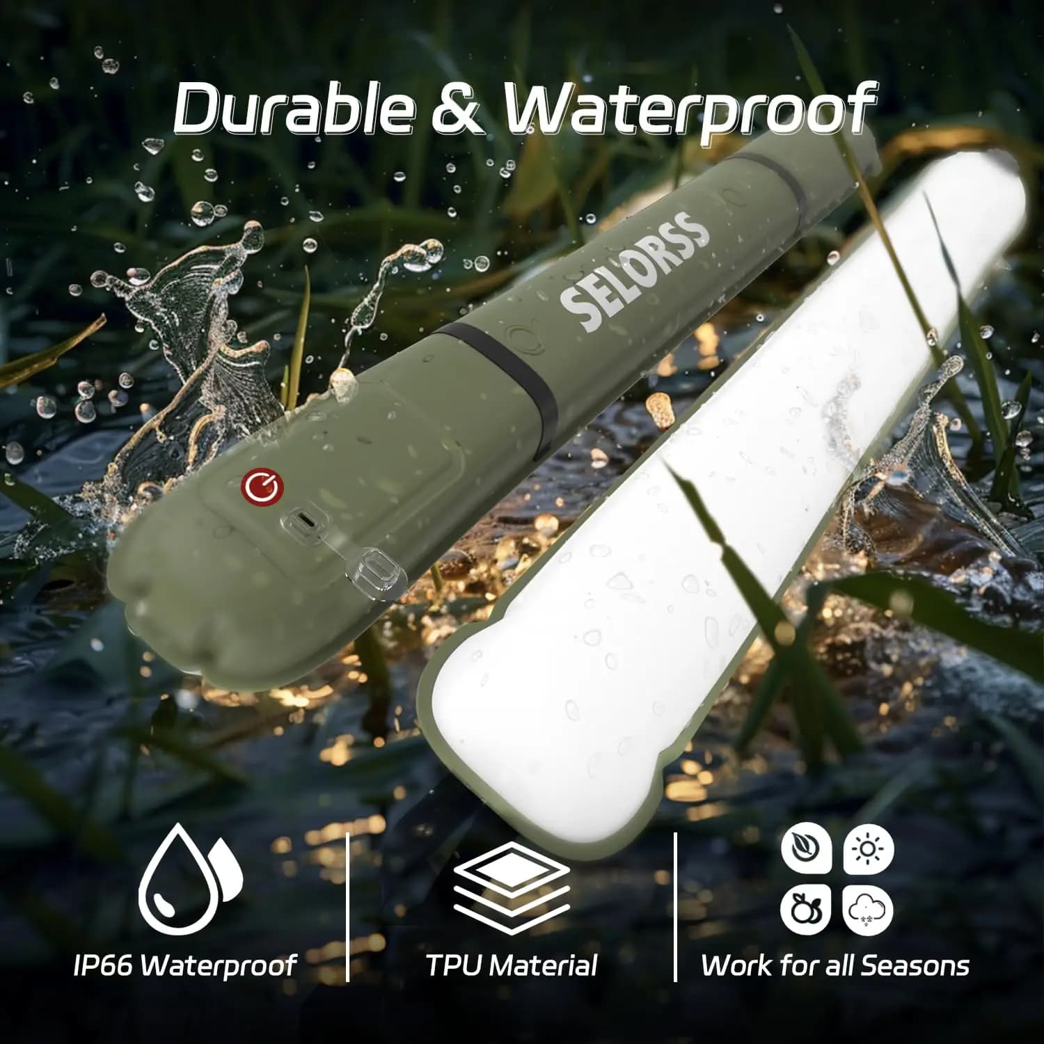 SELORSS rechargeable portable camping strong light waterproof 2000 mAh curtain lamp spotlight camping outdoor work repair lighting