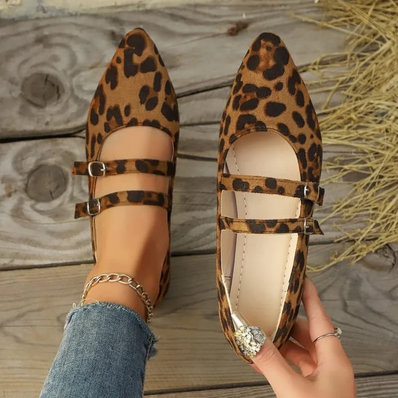 Ballerine Mocassini da donna Piani a piedi nudi Tendenza Scarpe comode Elegante rosso per il tempo libero Stampa leopardata Offerta di colori