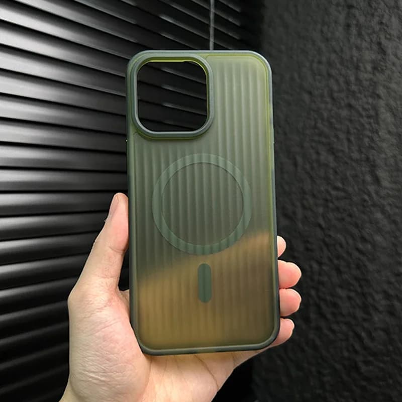 Luxury Corrugated Stripe For Magsafe Magnetic Wireless Charging Case For iPhone 16 15 14 13 12 17Pro Max Shockproof Matte Cover