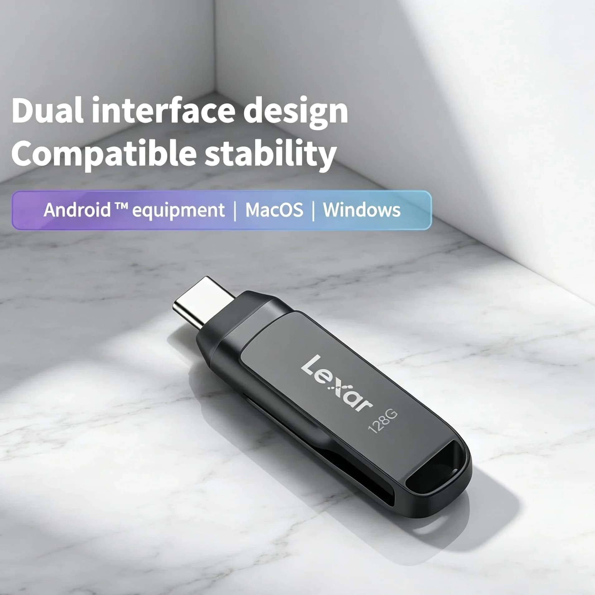 Lexar D400 USB 3.1 Type-C Flash Drive 130MB/s Metal Dual Port OTG USB Stick for Phone Computer Tablet Drive 32GB 64GB 128GB