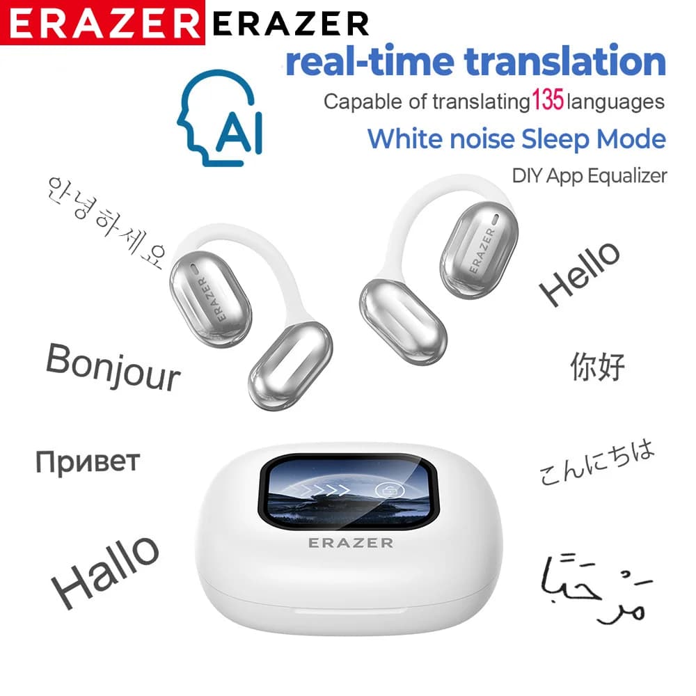 Erazer XP2 Traduttore Auricolari Auricolari Bluetooth OWS Sport Cuffie wireless Schermo a colori Supporto touch Scheda TF Impermeabile