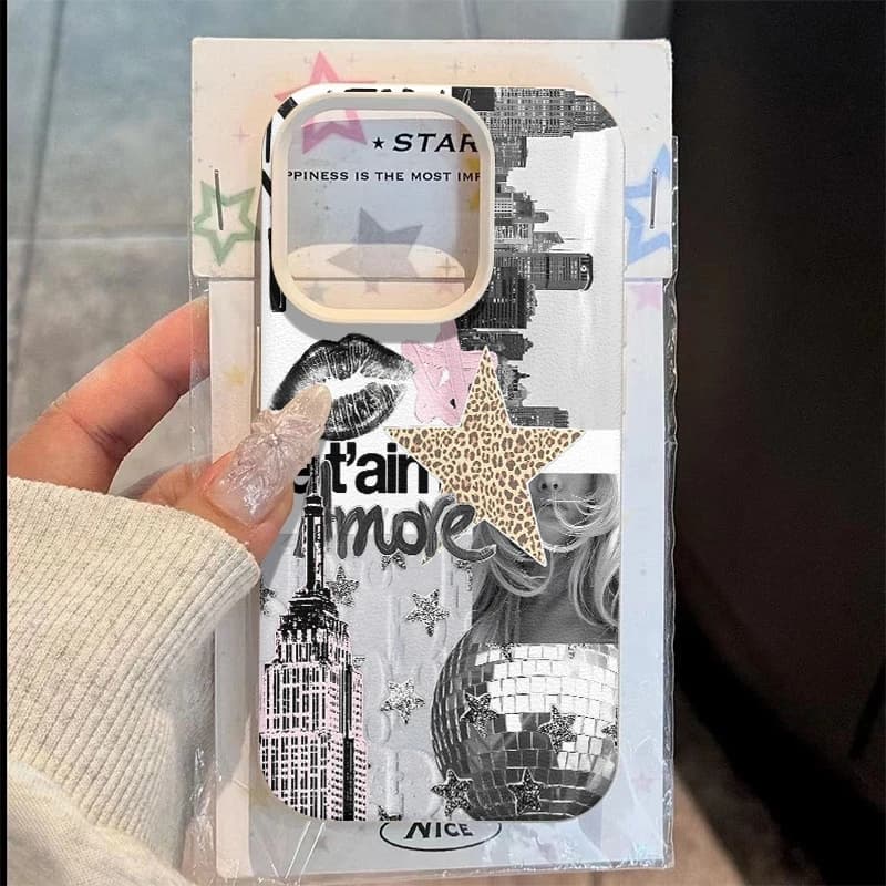 Custodia per telefono elegante per iPhone 17 11 13 12 15 14 16 Pro Max XS XR X 7 8 Plus 17 Air Torre Eiffel Light Ball Lychee Texture Cover