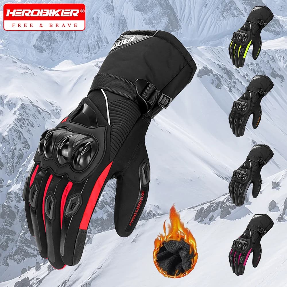 Motorcycle Gloves Waterproof Et Chauds Pour Homme Motocross Touchscreen Gloves Riding Gloves Doigt Complet Hiver Cycling Accessories