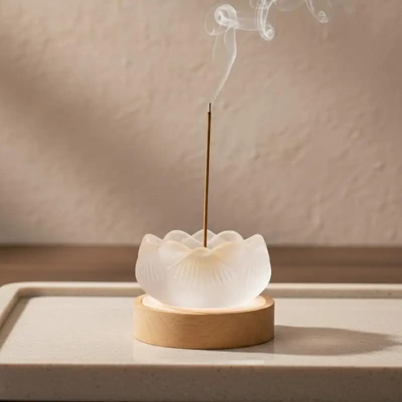 Creative Crystal Glass Flower Incense Holder Indoor Fragrance Stick Burner Smudging Ceremony Tea Ceremony Zen Ornament
