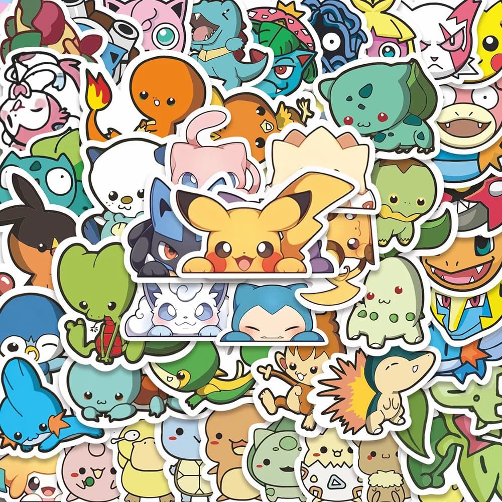 10/30/50 Pezzi Adesivi Kawaii Pokemon Pikachu, Simpatici Decalcomani Anime per Skateboard, Casco, Scrapbook, Chitarra, Divertenti Adesivi Cartoon per Giocattoli