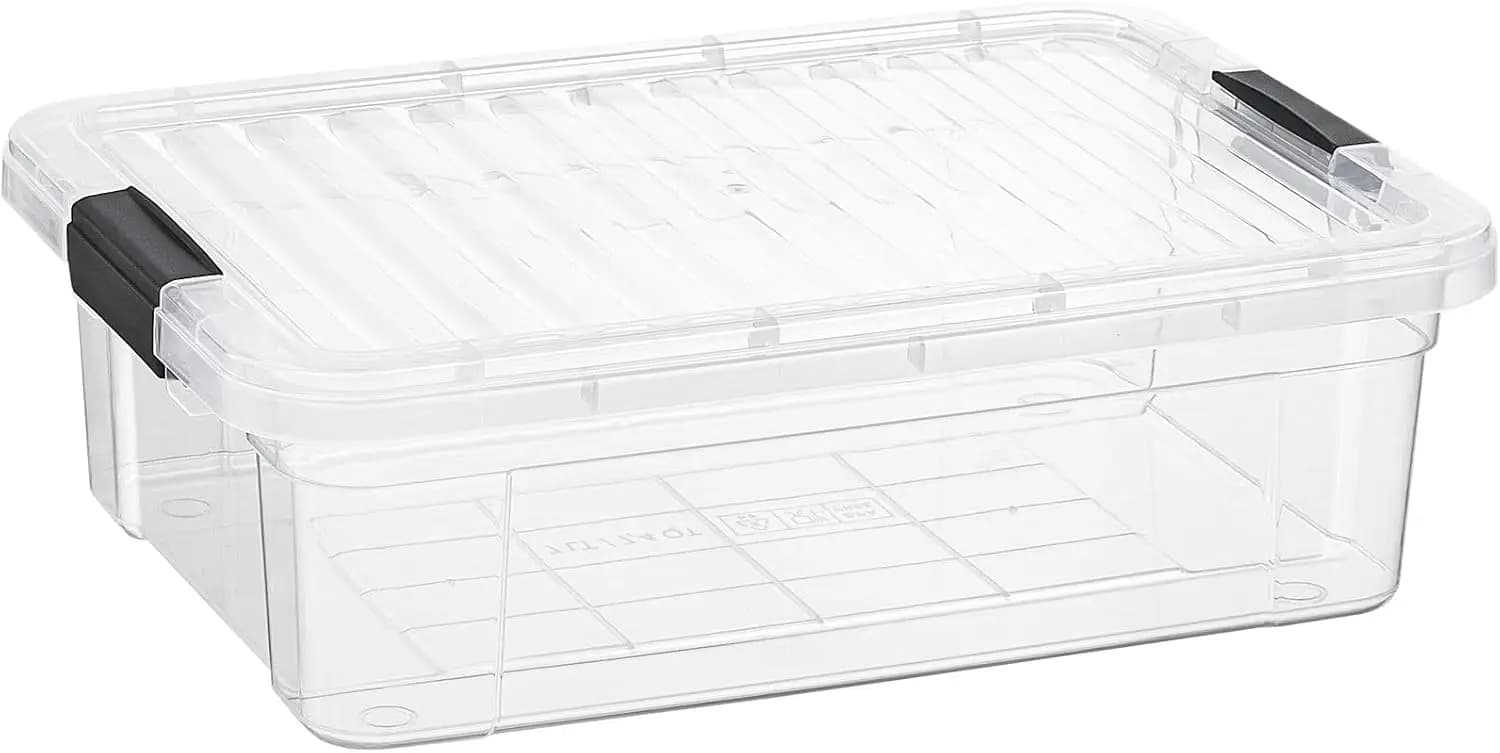 7.4 Qt Clear Plastic Storage Bin with Lid, Stackable, BPA Free, Odor Free, Organizer Box for Home, Garage, Office