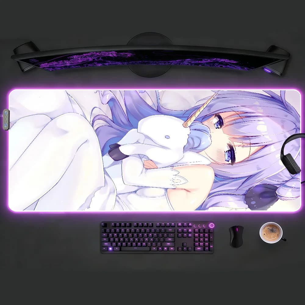 Tappetino per mouse RGB, tappetino da scrivania antiscivolo a LED, accessori da gioco in gomma, tastiera per computer da ufficio, tappeto