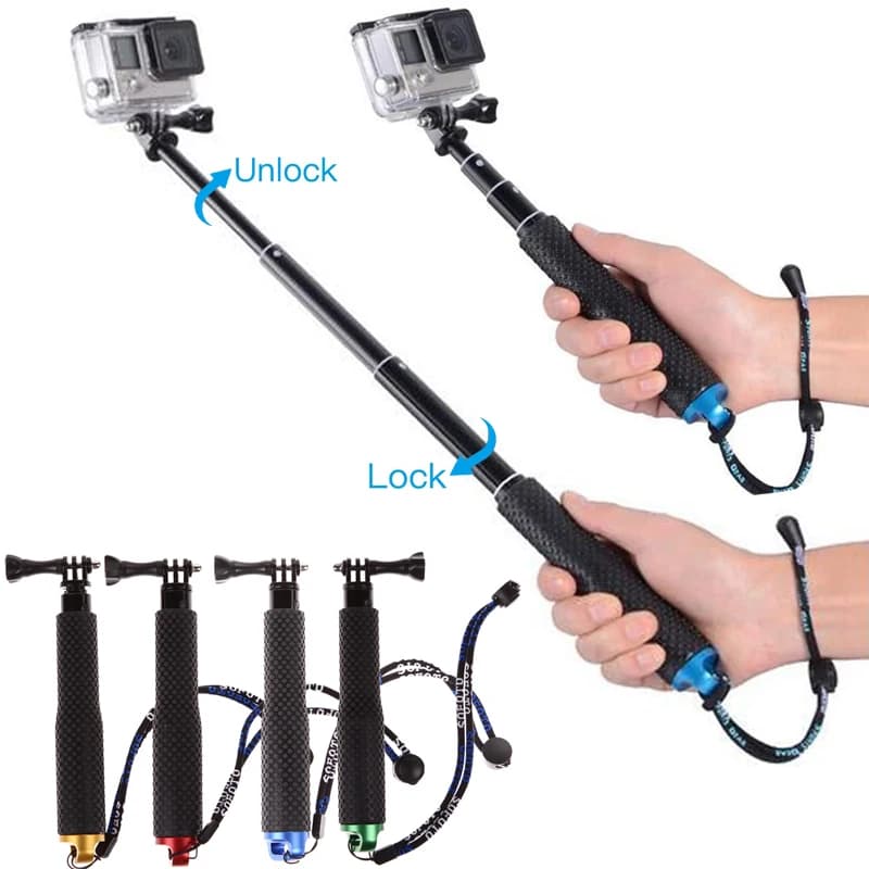 Palmare Allungabile Gopro Selfie Stick Monopiede In Alluminio Go Pro Stick per GoPro Hero 9 8 7 6 5 4 SJCAM SJ8 Sj6 Xiaomi Accessori