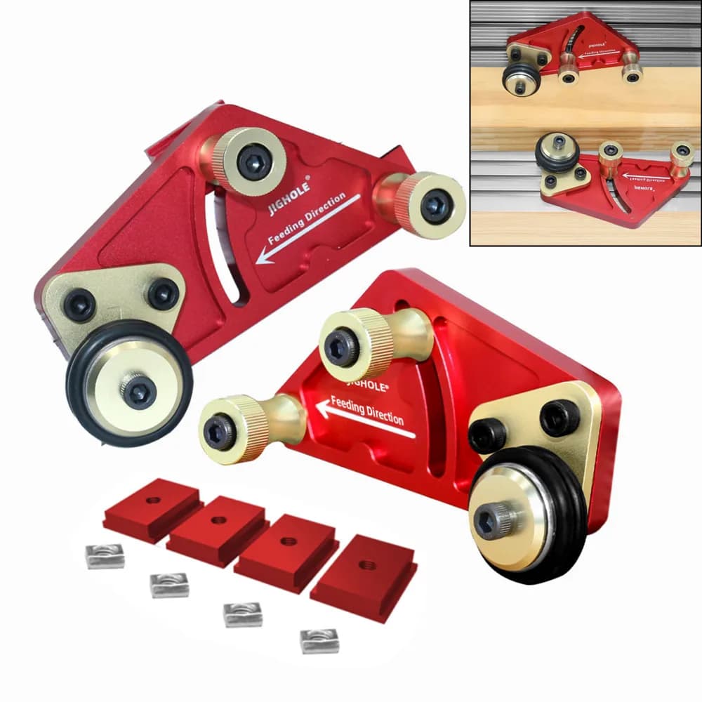 1 pair of transparent cut precision guides for wood processing, saw table, roller feed bearing, Loc cards, auxiliary safety propulsion tool