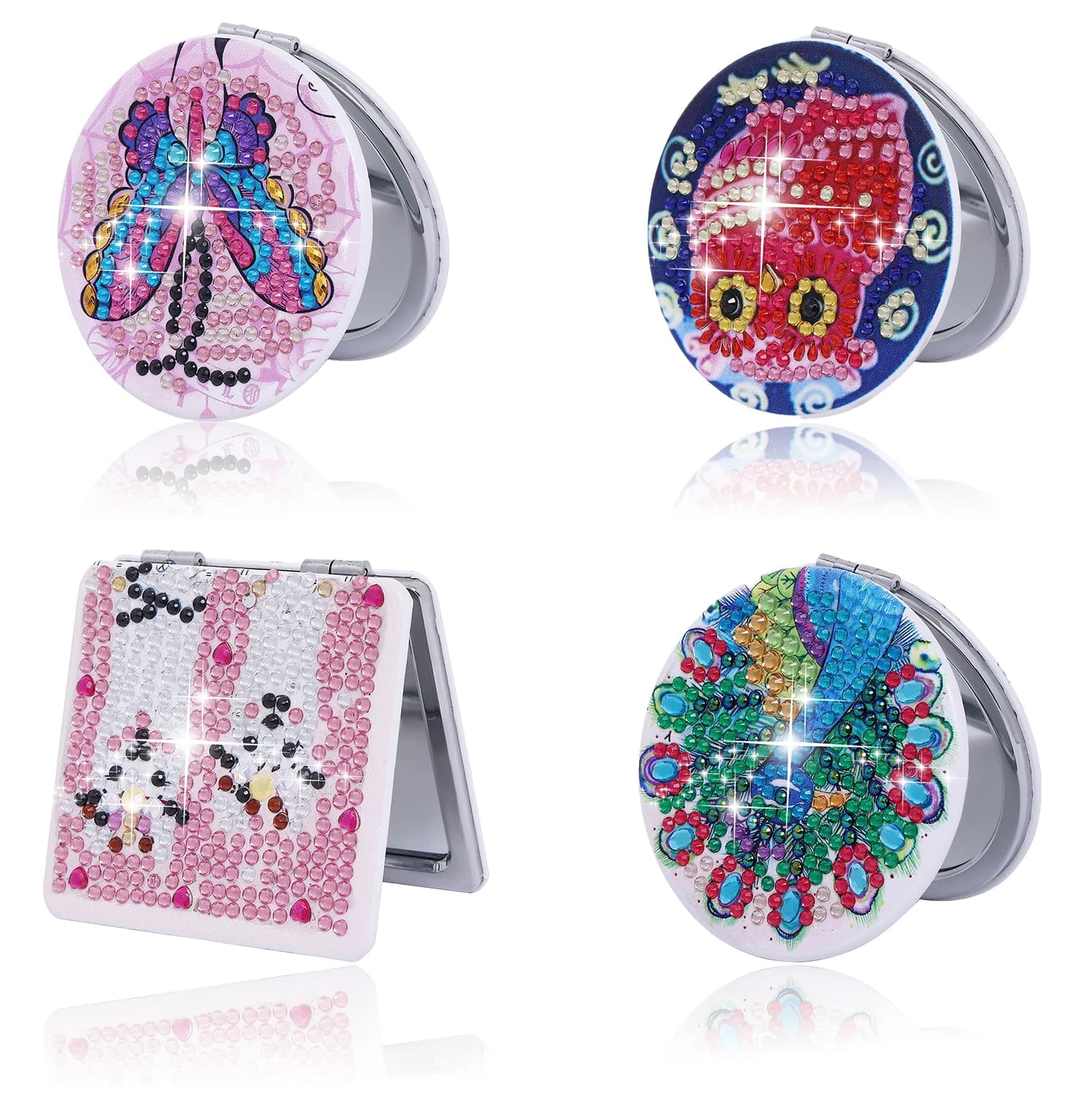 1 pz/set fai da te animale diamante arte Kit specchio compatto specchio pieghevole portatile per ragazze specchio tascabile pittura diamante per adulti
