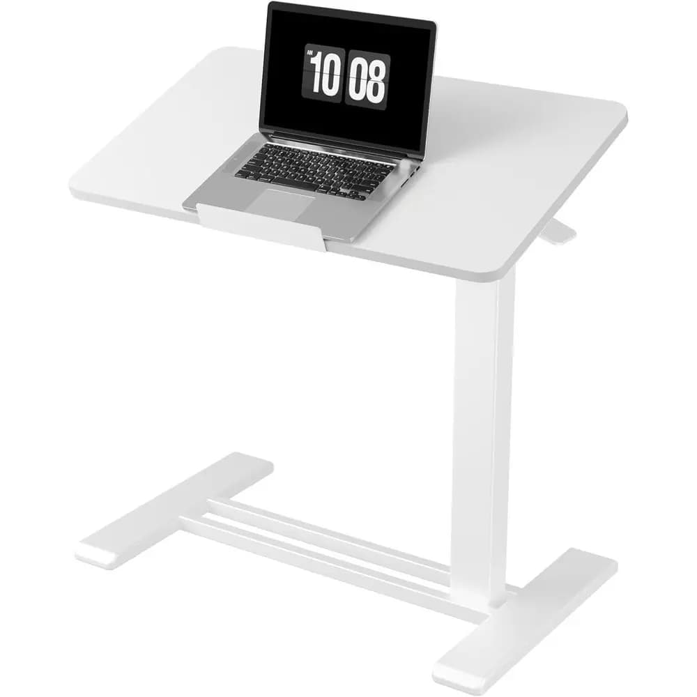 Scrivania mobile regolabile con ruote, 90 ° Scrivania girevole e portatile per laptop, carrello per computer con ruote, tavolo da letto (27,6 W x 15)