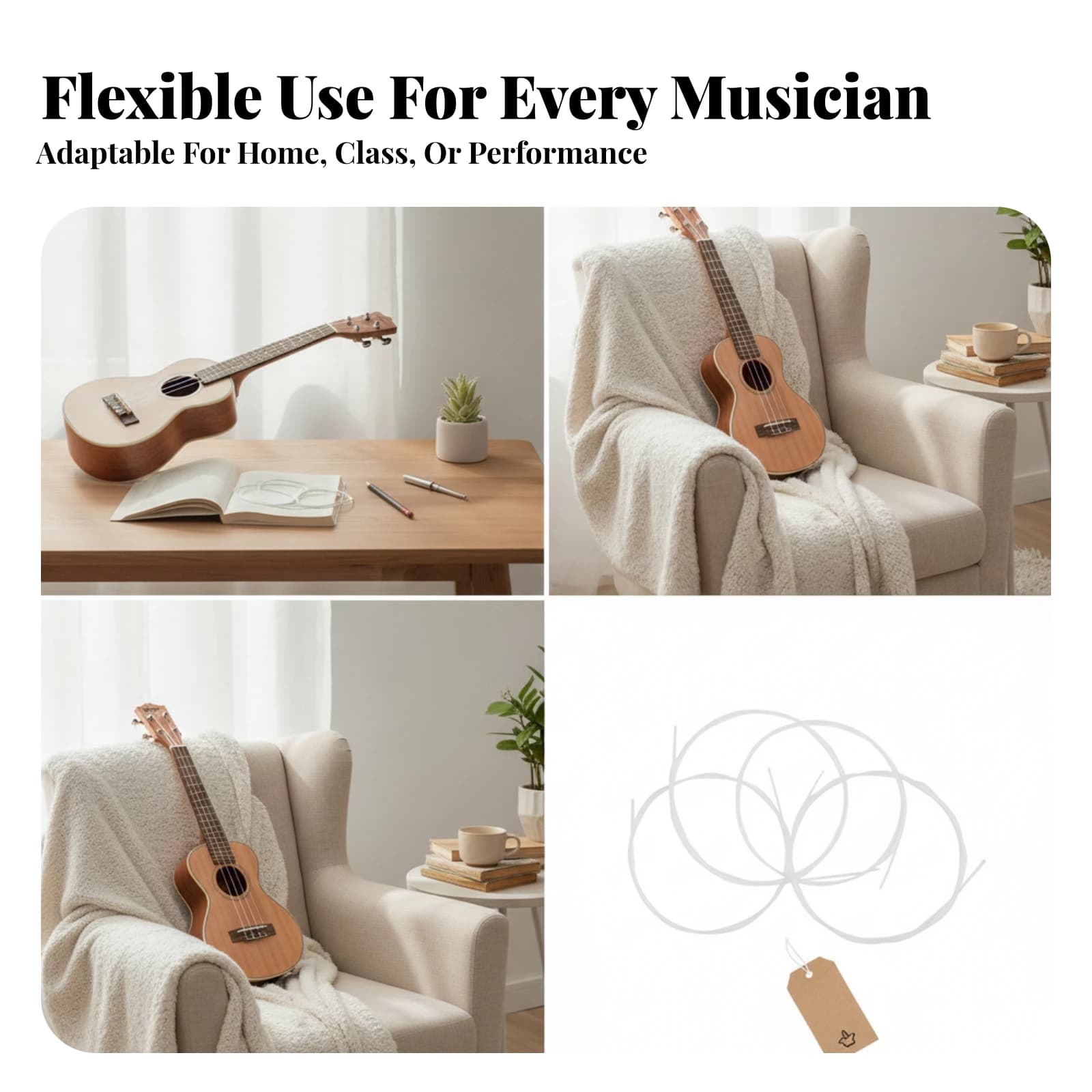 Music Gear Smooth White Ukulele Strings Thin Ukulele Strings Replacement