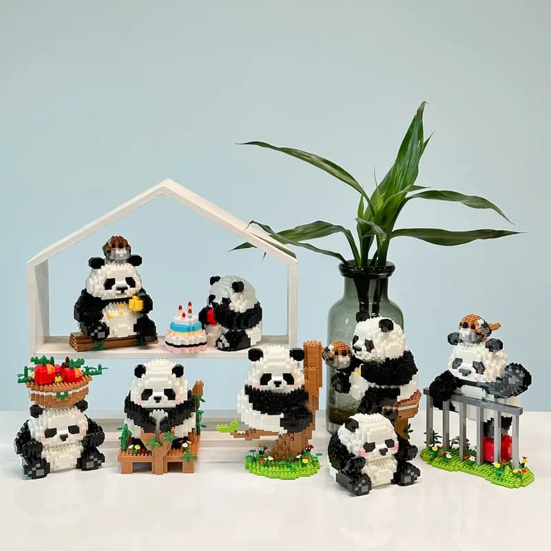 Idea Lovely Animal Nanobricks Micro Diamond Block Panda Park e Swing Set assemblare mattoni modello giocattoli educativi per i regali