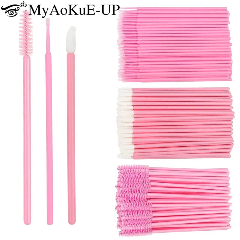 Kit di Accessori per Extension Ciglia alla Moda, 200 Pezzi, Spazzole Monouso per Ciglia, Bastoncini in Cotone Microfibra, Applicatori per Mascara e Labbra