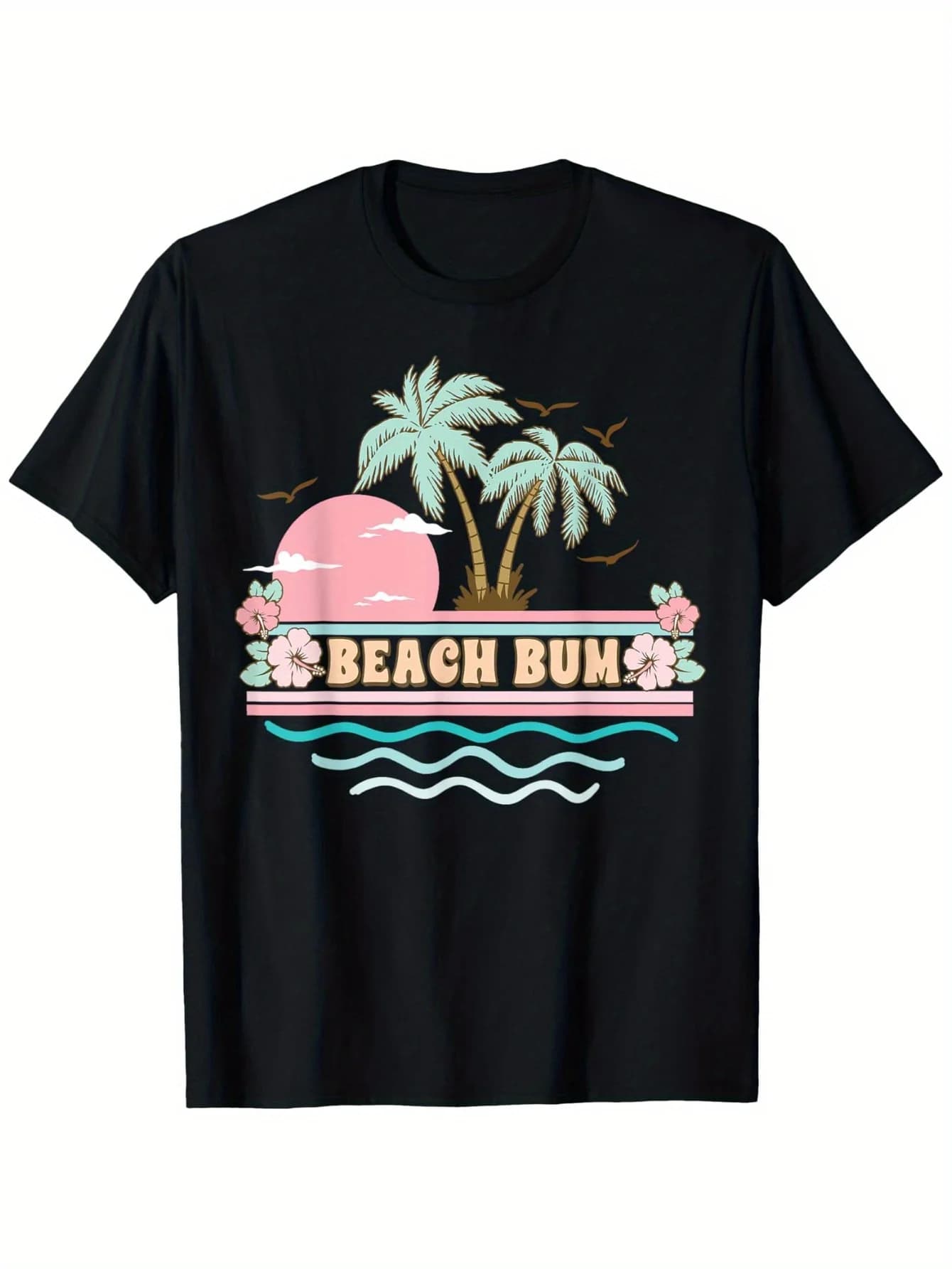 T-shirt Tropical Island Beach Bum - Cotone 180 g/m2, maglietta S-XXXL Palm Tree/Sunset Holiday
