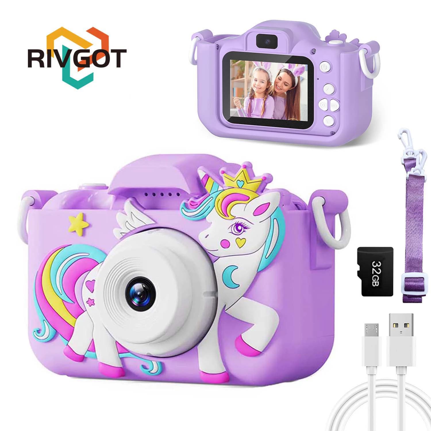 Kids Camera Toys for Boys Girls Selfie HD Digital Video Shockproof Camcorder Christmas Birthday Girls 32GB Card Included