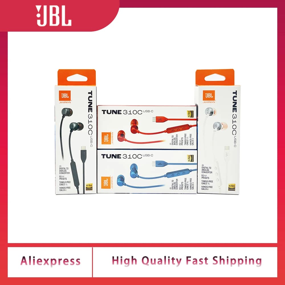 JBL Tune 310C Auricolari In-Ear Cablati USB-C con Microfono e Controllo, Cuffie Portatili per PC, Laptop e Dispositivi Smart Type-C