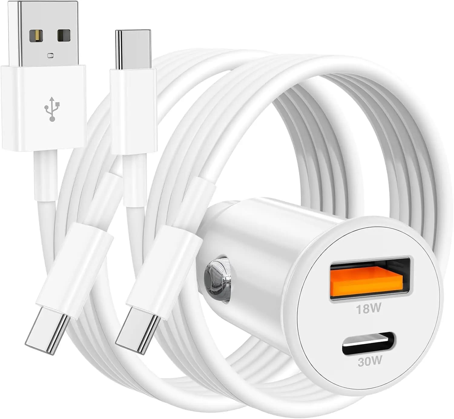 48W USB C Car Charger Dual Port Fast Charging Adapter with 2 Cables for iPhone 16 15 Pro Max Samsung iPad