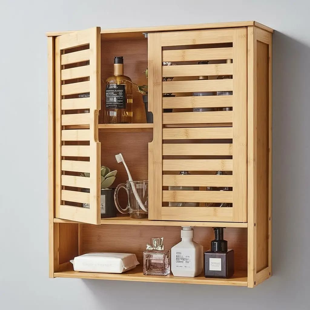 Armadietto a parete 21x7x23 pollici per lavanderia, cucina, bagno, ripiano regolabile, divisorio aperto, organizer per medicinali