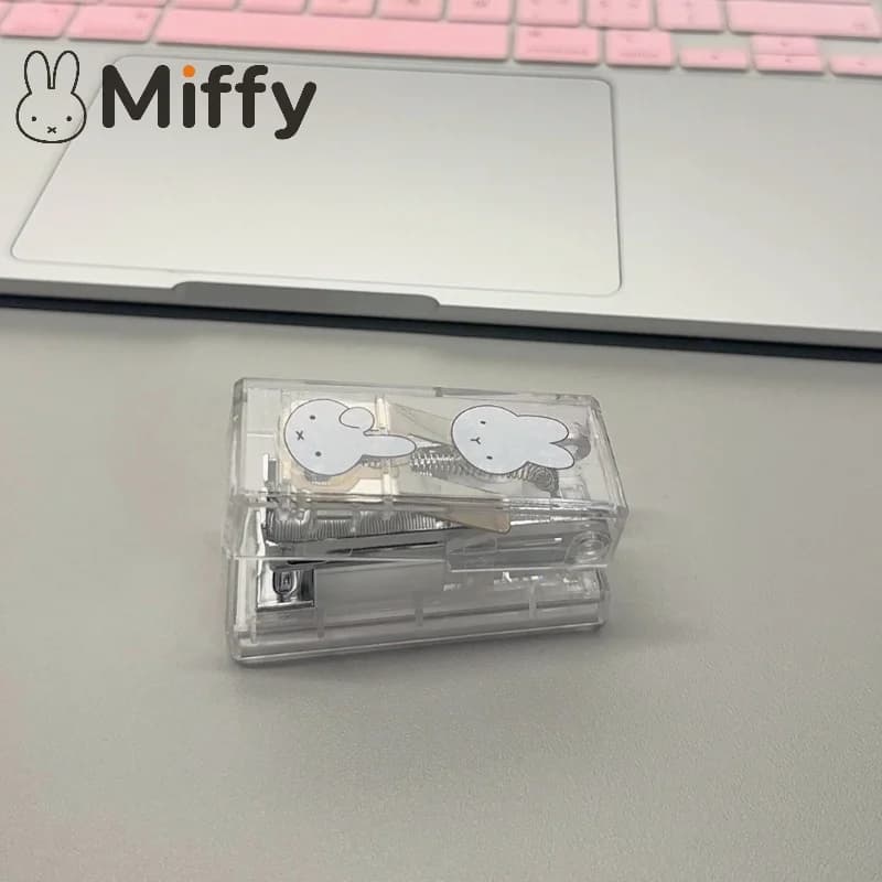 Hot Miffy Transparent Mini Stapler DIY Sticker Decor Compact Portable Refined Character Design Paper Binding Machine Stationery