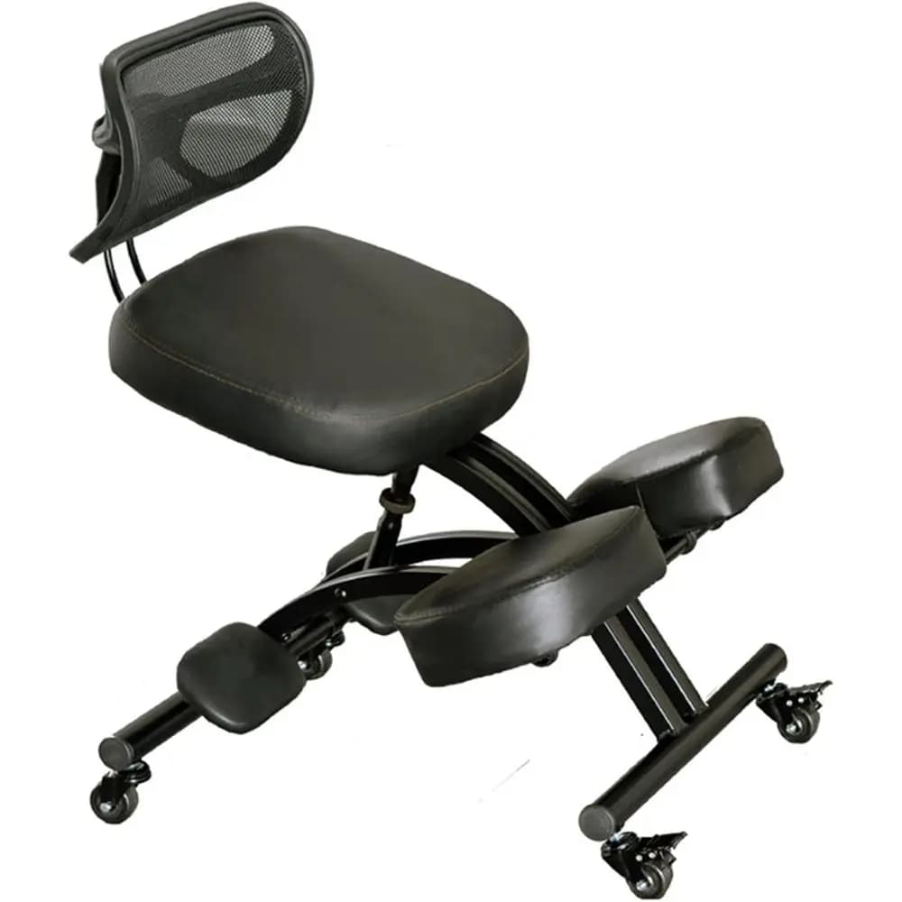 Sedia Ergonomica Nera per Poggiarsi a Ginocchia con Supporto Lombare per Casa e Ufficio