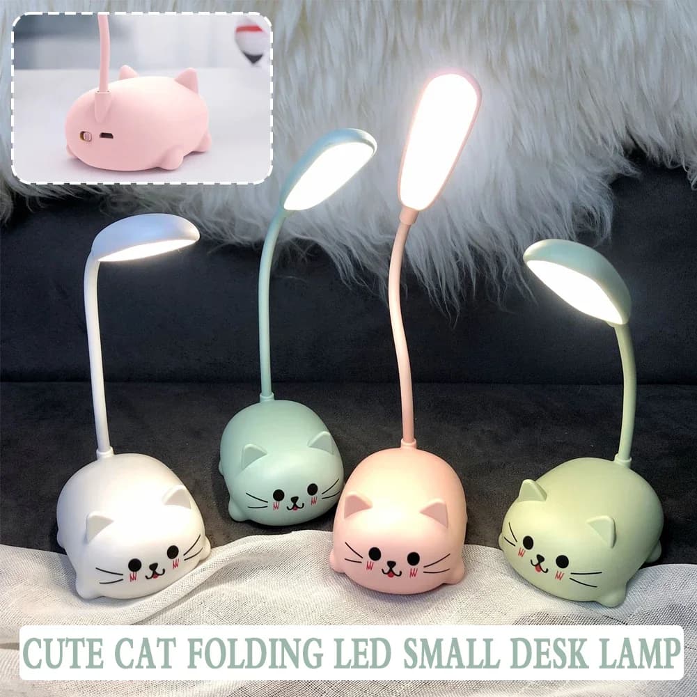 Simpatico maiale da compagnia Mini luce notturna Ricarica USB Lampada da tavolo pieghevole a LED Piccola lampada da tavolo Studente Apprendimento Protezione per gli occhi Lampade per libri Decorazioni da comodino