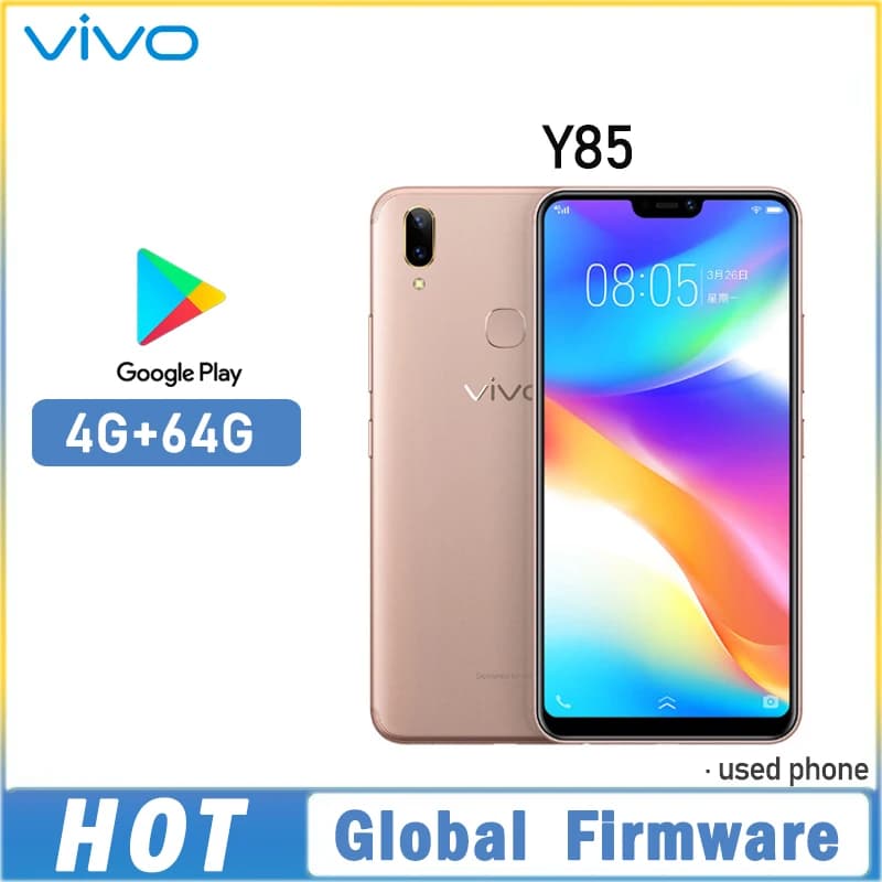 Smartphone VIVO Y85 con Firmware Globale, Android 4G Sbloccato, Schermo 6.26 Pollici, 4GB RAM, 64GB Memoria, Fotocamera 13MP, Tutti i Colori, in Buone Condizioni, Telefono Usato
