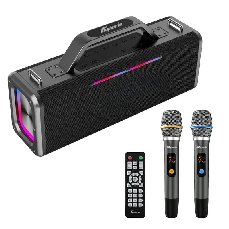 Altoparlante con Due Microfoni, Speaker Wireless Portatile con Sistema PA, Macchina per Karaoke con Luci LED RGB per Adulti