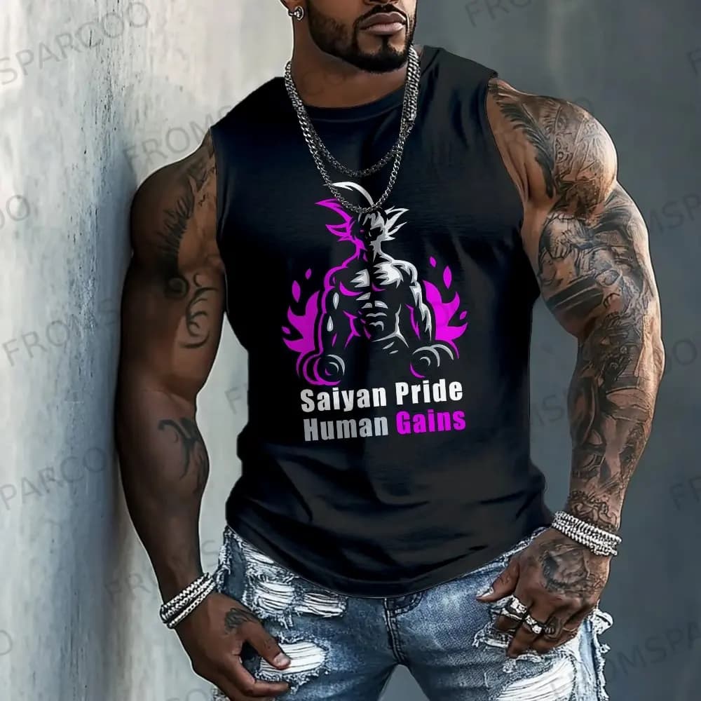 Dragon Ball Anime Goku Canotta in puro cotone stampato periferico 2025 Palestra Abbigliamento sportivo Casual Uomo Allentato Canotta moda estiva