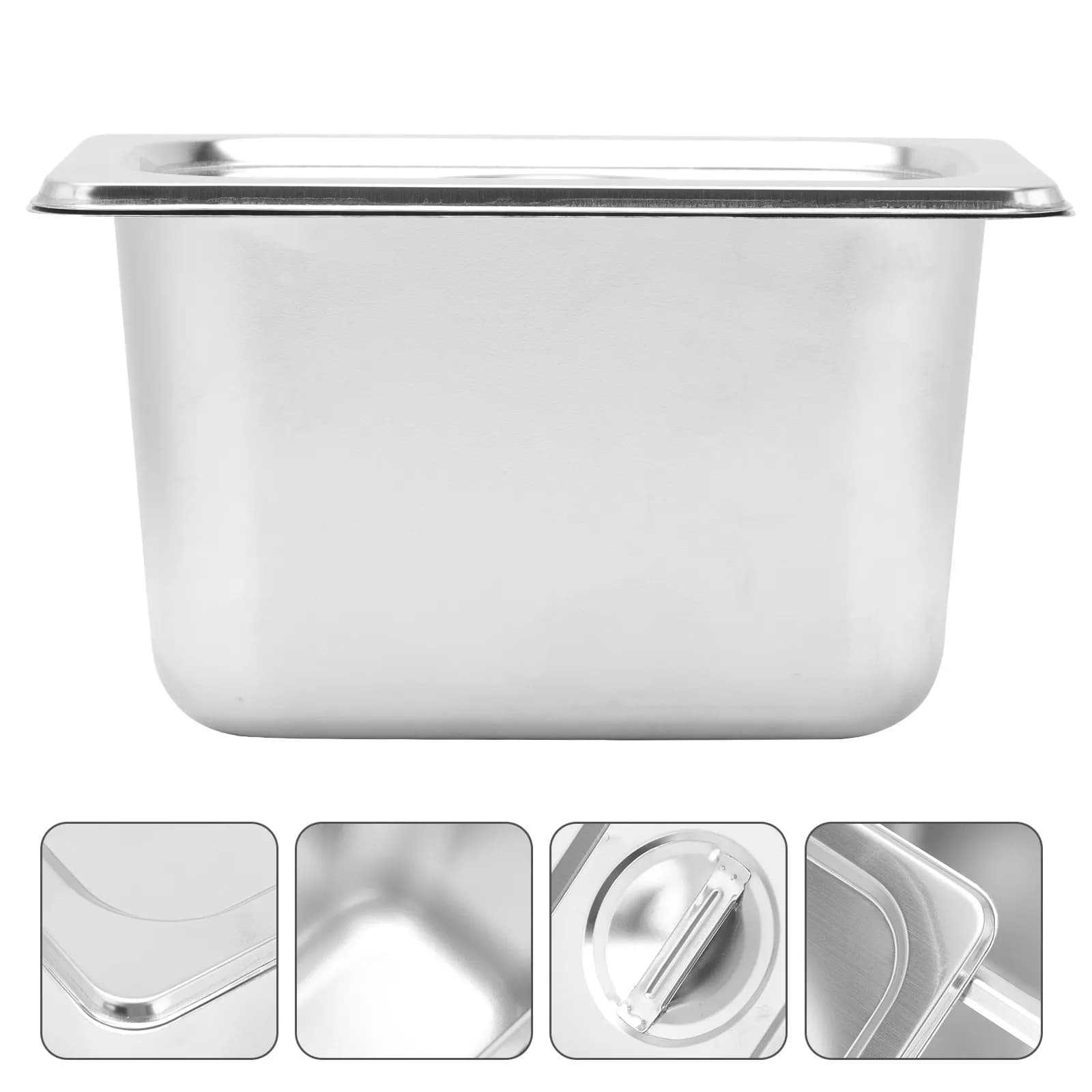 1Set Stainless Steel Serving Basin Premium Food Grade Storage Container Lid for Fruits Vegetables Side Dishes Home