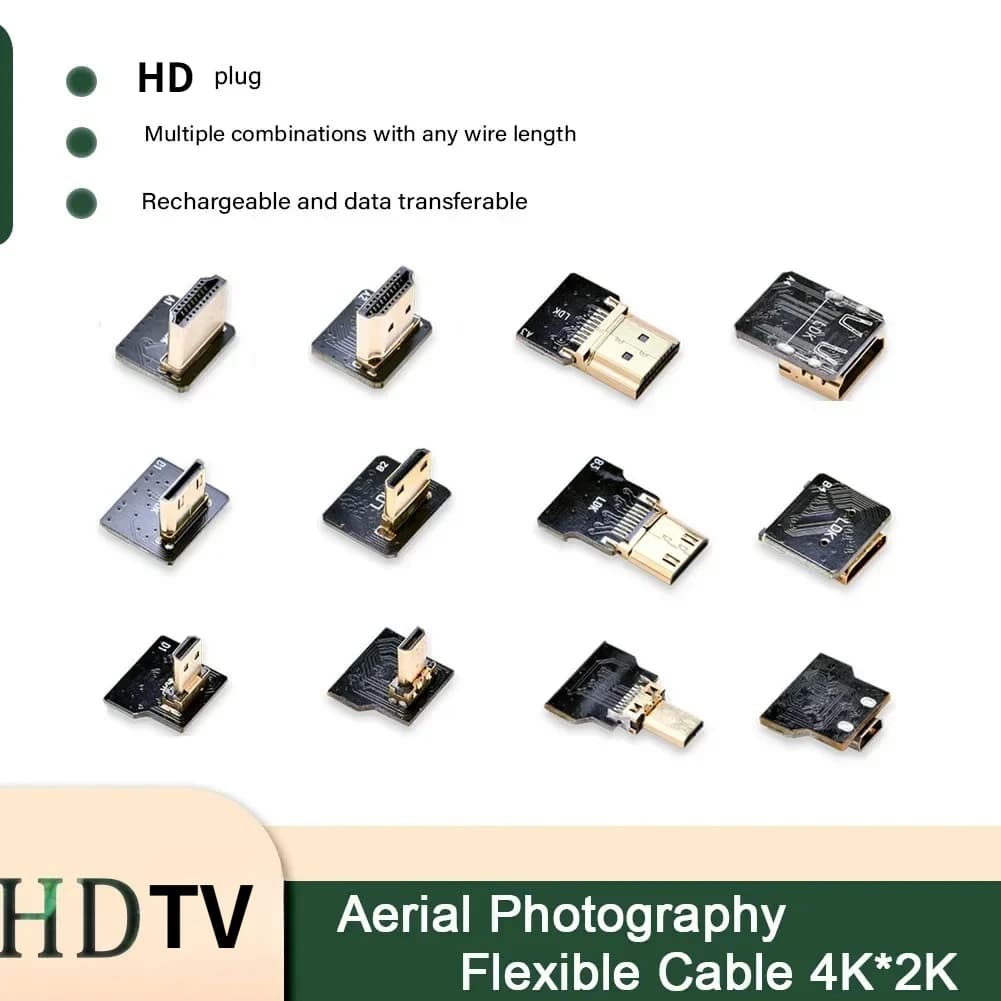 Nastro FPV connettore compatibile HDMI cavo piatto flessibile Raspberry Pi 4 Micro-HDMI a HDMI/Mini-HDMI 90 angolo FFC 5pin spina HDTV