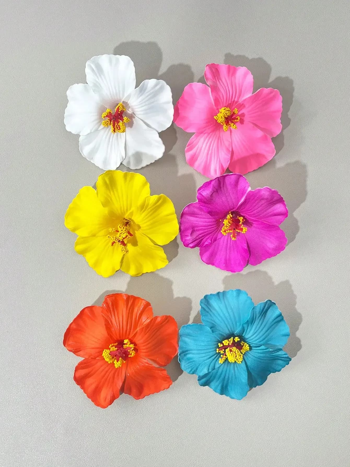 6 fermagli per capelli con fiori di ibisco hawaiano, accessori per capelli in tessuto artificiale da donna, stile bohémien per feste estive in spiaggia