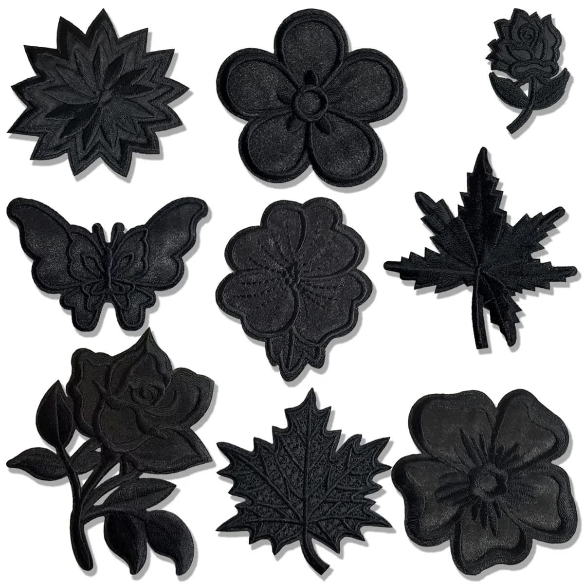 Black Embroidered Patches, Can Be Ironed or Sewn, Made of Polyester Fiber, Suitable for Decorating Backpacks, Jeans, Jackets, T-Shirts, Hats, Dresses, and Other Clothing