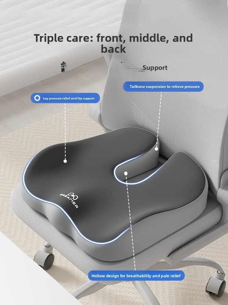 Cuscino in Memory Foam per Sedia da Ufficio, Allevia la Pressione sul Coccige, Design per Emorroidi, Supporto Ergonomico, Antiscivolo, Fodera Rimovibile
