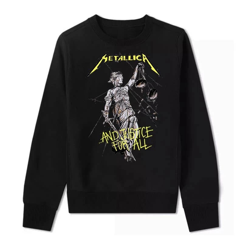 Y2k Sale Winter/Spring Metallica - The King of Metal Rock-Punk Men's Long-Sleeved Round-Neck Hoodie