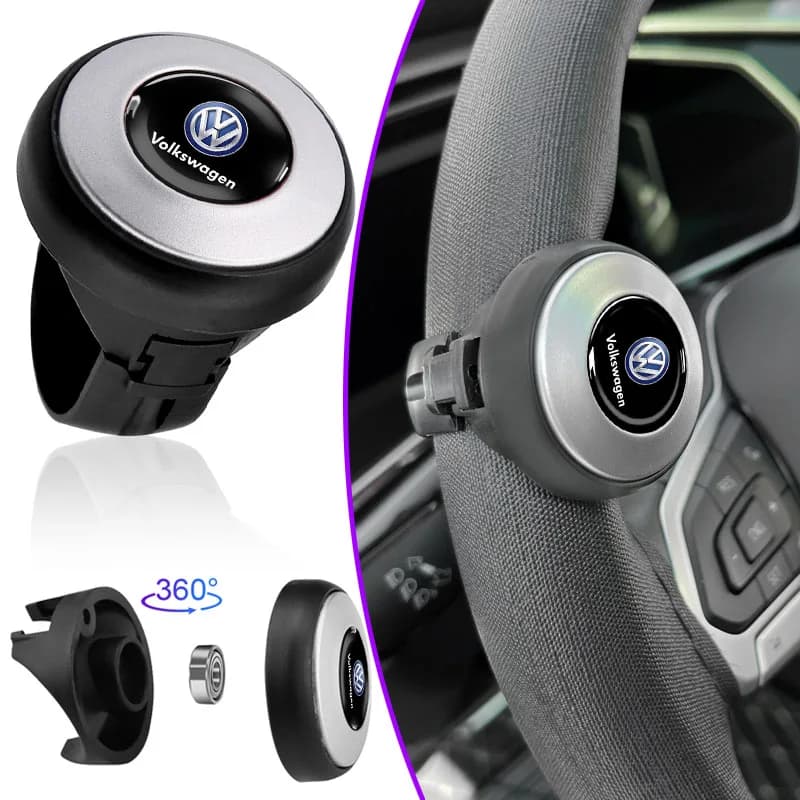 Pomello Booster per Volante Auto, Facilita la Manovrabilità, per VW Golf 7 MK7 Tiguan MK2, Seat Ateca Leon FR Ibiza Octavia, con Emblemi