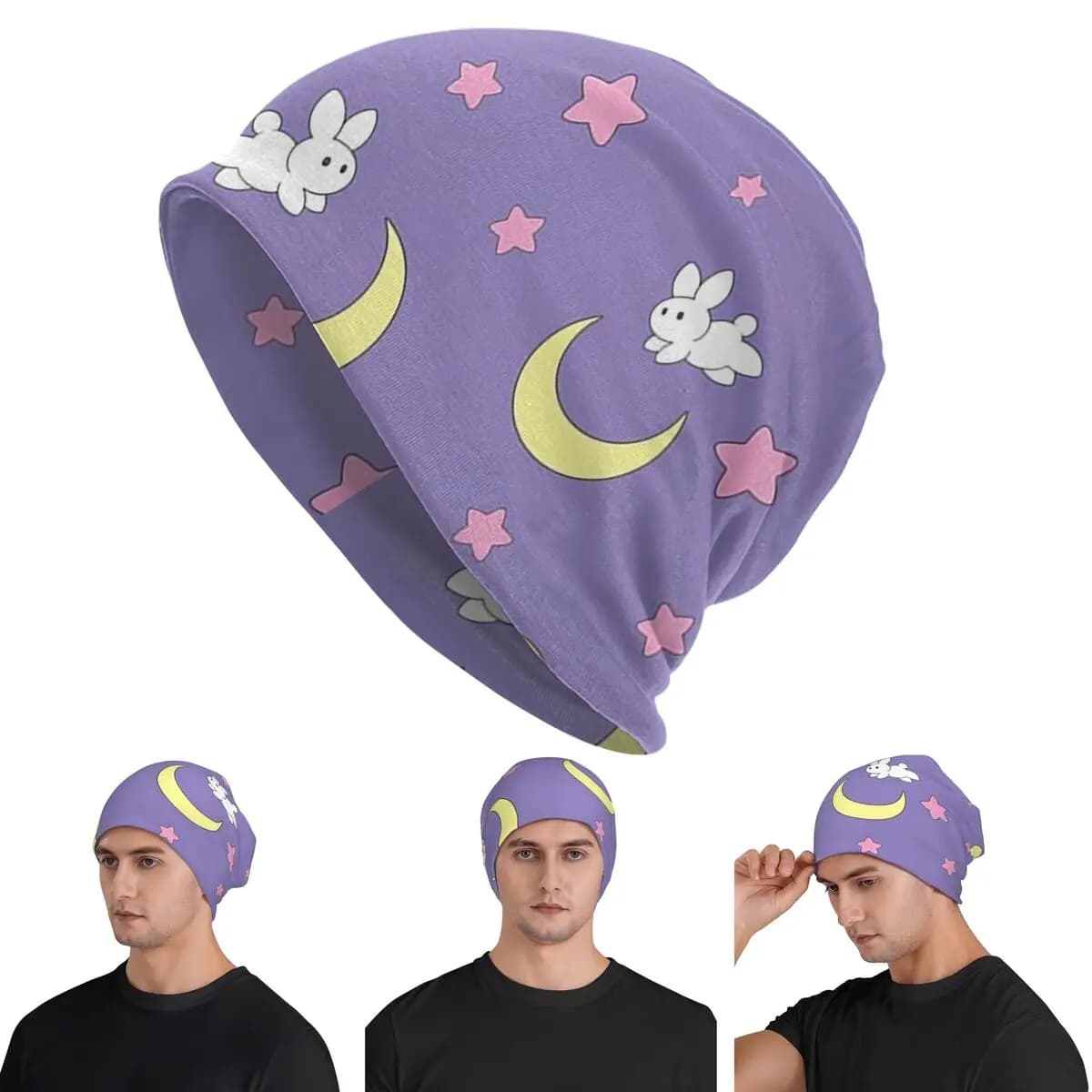 Berretti con teschio di coniglio della luna Cappelli caldi autunno inverno berretto da esterno berretti a cuffia lavorati a maglia per uomo donna adulto